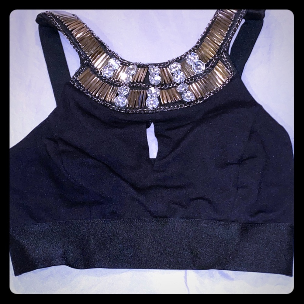 Bebe Embellished Ponte Bra Top